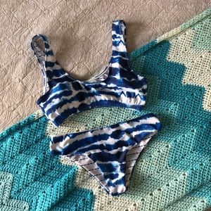 Cute Blue and white tie dye bikini